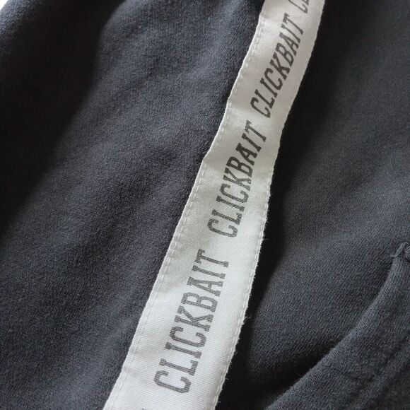 Clickbait Black Embroidered Drawstring Hooded Sweatshirt David Dobrik Size Large - Picture 4 of 12